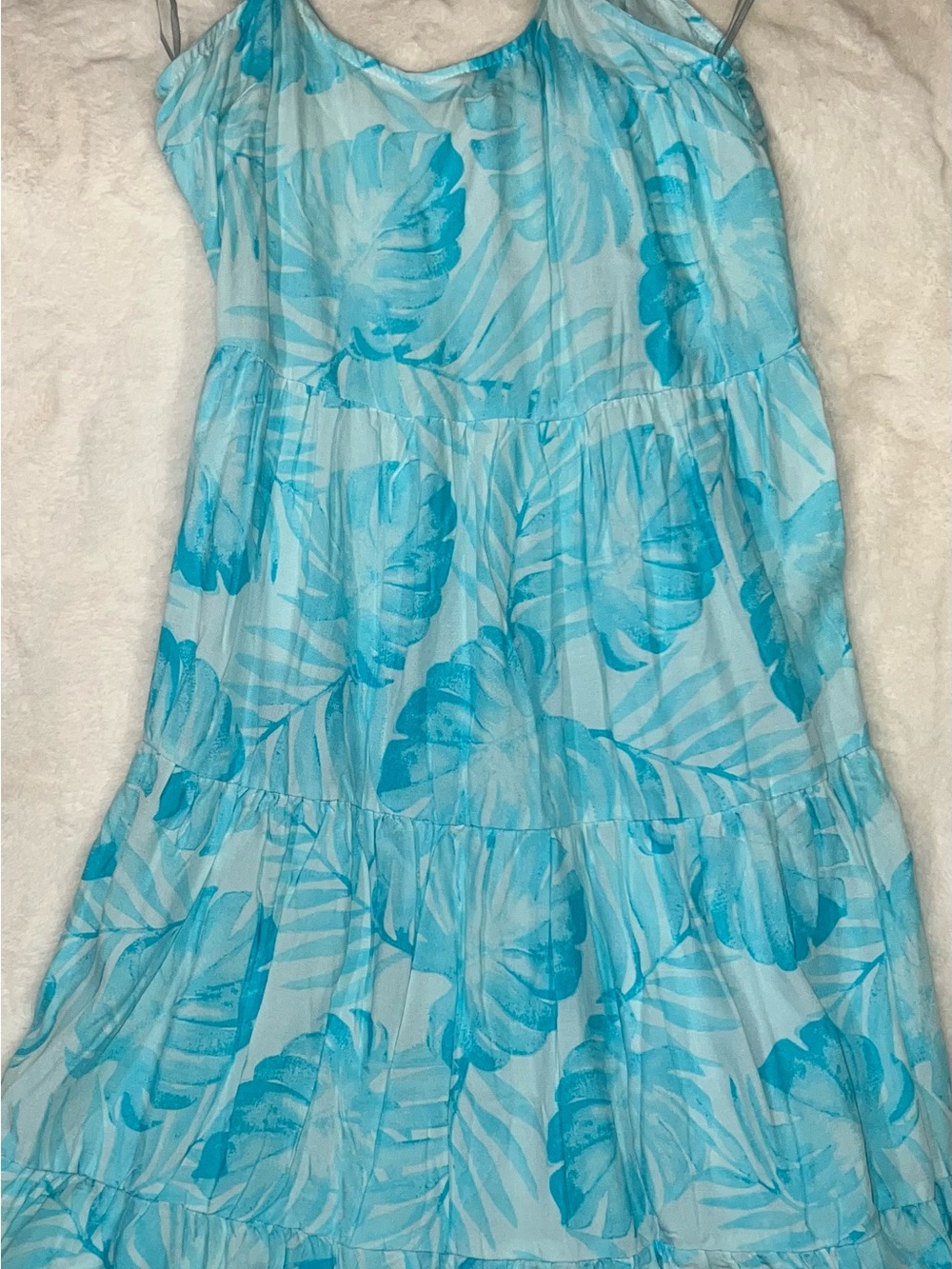 Cabana Life Aqua & Turquoise Leaf-Print Mini Sundress